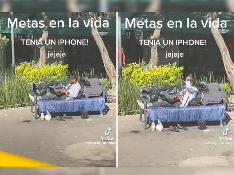 Captan a persona en situación de calle con iphone y lap