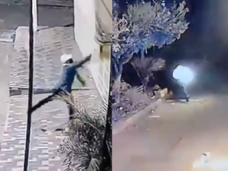 VIDEO: Hombre intenta quemar negocio y se prende así mismo