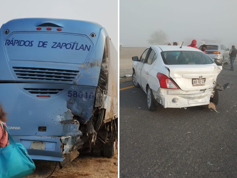 Carambola en la autopista Guadalajara-Colima deja siete heridos