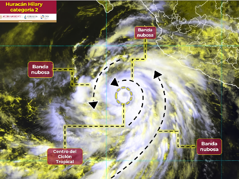 ¡Pierde fuerza! Huracán ‘Hilary’ se degrada a categoría 2