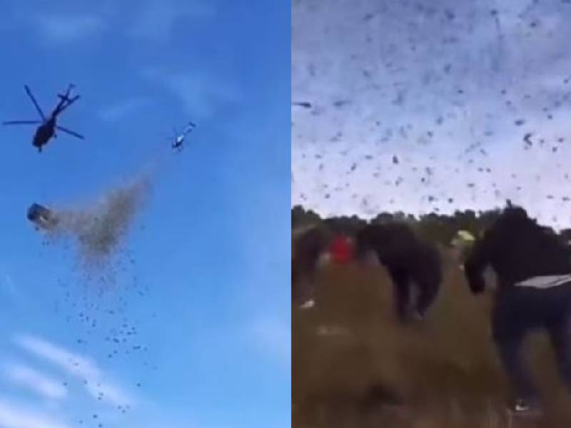 Influencer lanza un millón de dólares a sus seguidores desde un helicóptero