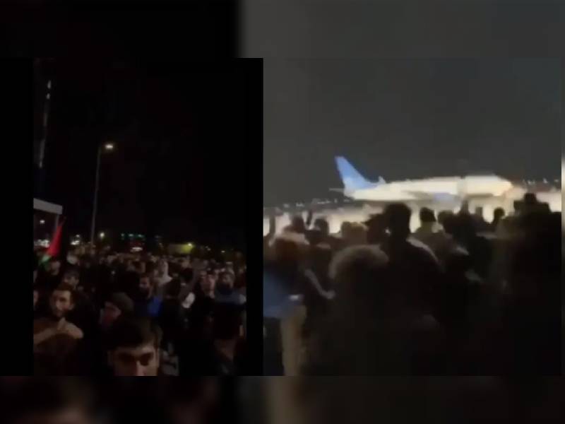 Toman aeropuerto en República rusa de Daguestán en busca de israelíes