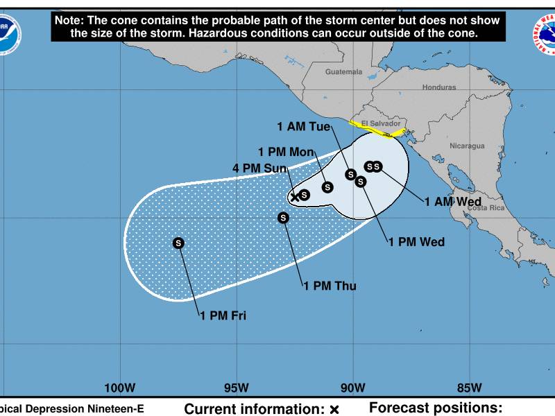 Bukele pide estado emergencia por depresión tropical E-19 en El Salvador