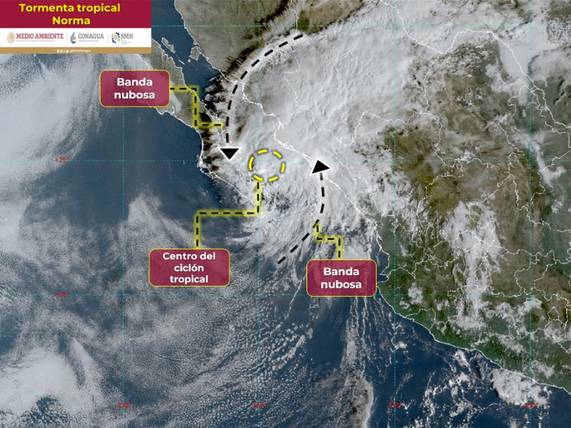 Tormenta Tropical 'Norma' se dirige a Sinaloa