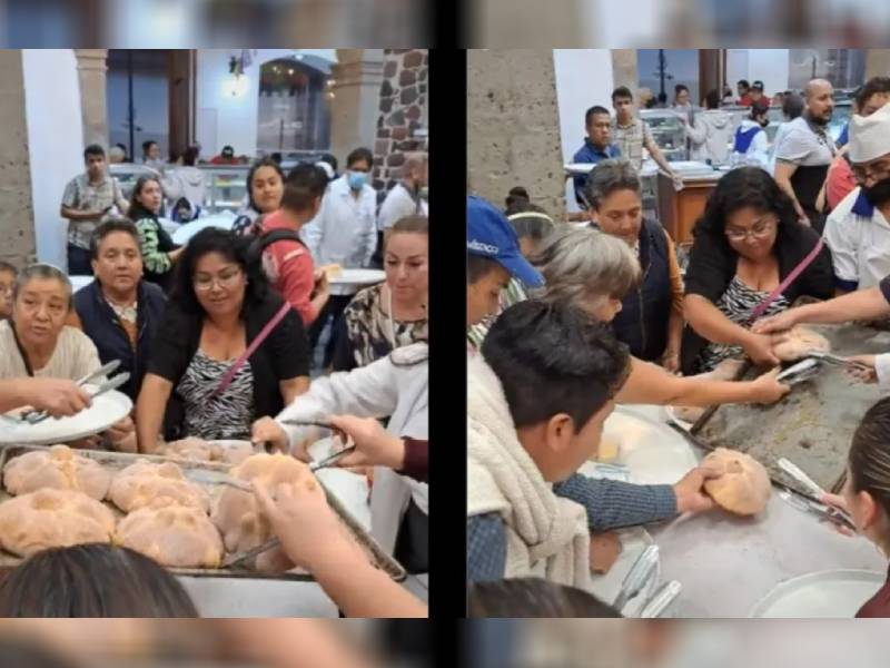 ¡Batalla épica! Clientes se pelean por obtener piezas de pan de muerto