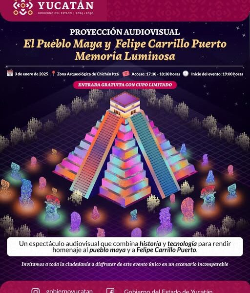 Asiste a "Memoria Luminosa" en Chichén Itzá este 3 de enero, un evento gratuito que une historia y tecnología en homenaje al pueblo maya.