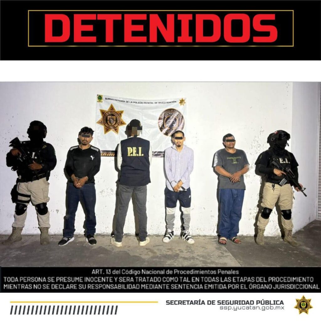 Tres detenidos por robo violento en frutería en Mérida. FGE y SSP detienen a sospechosos de Oaxaca y Estado de México tras agresión a policías.