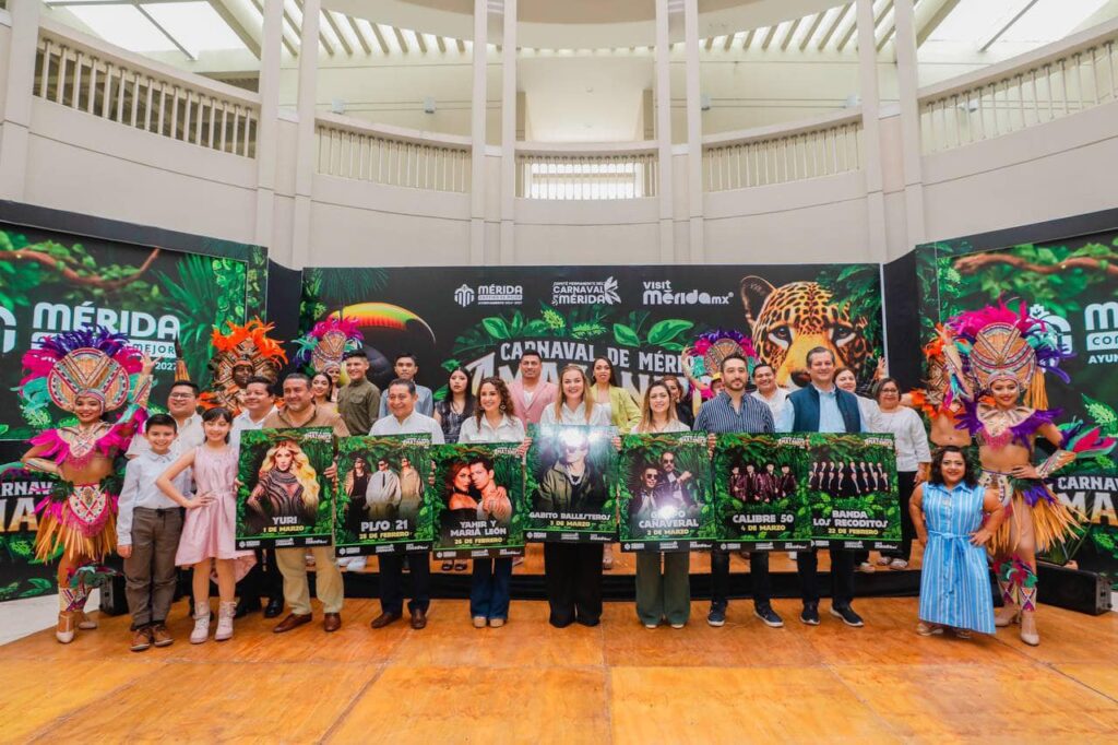 Disfruta el Carnaval de Mérida Amazónico 2025 con Calibre 50, Gabito Ballesteros, Yuri y más. Música, diversión y conciencia ambiental en Xmatkuil.