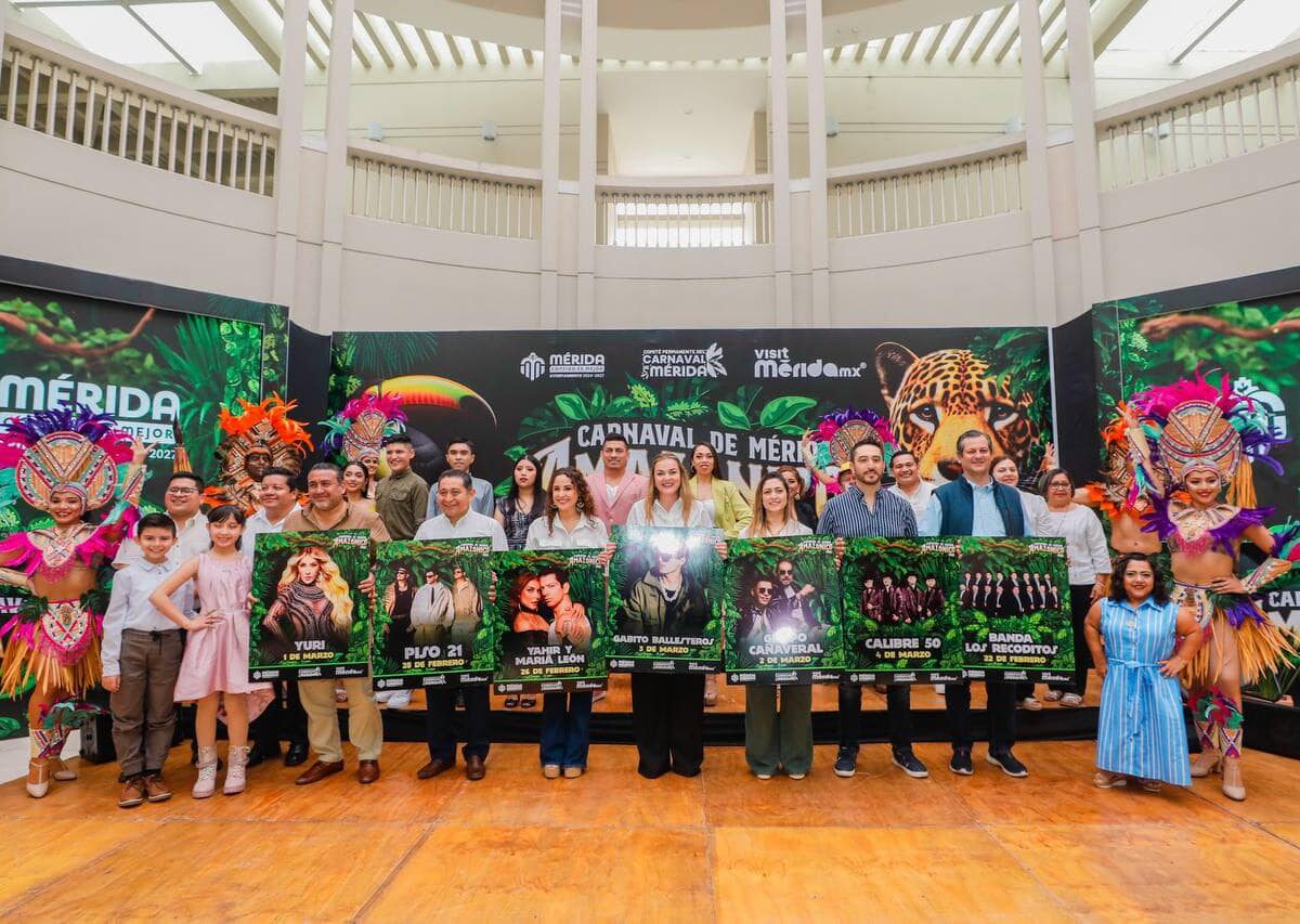 Disfruta el Carnaval de Mérida Amazónico 2025 con Calibre 50, Gabito Ballesteros, Yuri y más. Música, diversión y conciencia ambiental en Xmatkuil.