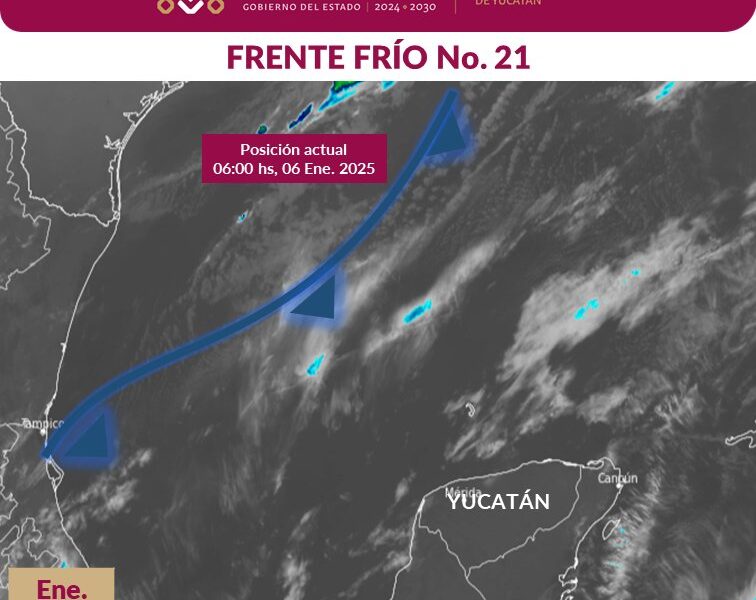 Procivy pronostica lluvia, viento moderado y oleaje de 2.5 metros para Yucatán debido al Frente Frío No. 21 este Día de Reyes.
