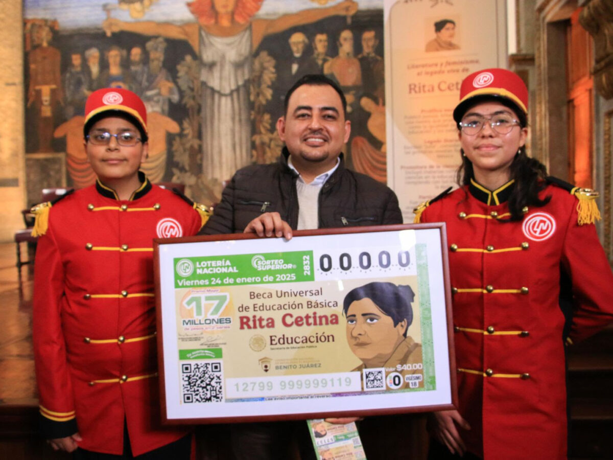 La SEP y Lotería Nacional presentan el billete conmemorativo de la Beca “Rita Cetina”, que beneficiará a más de 5.6 millones de estudiantes.