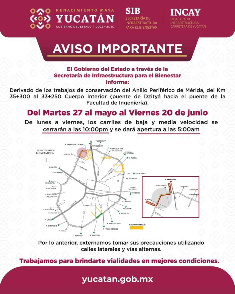Cierre nocturno temporal en tramo del Periférico