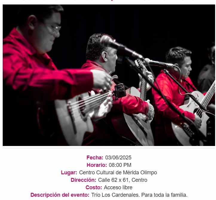Cartelera Cultura de junio en Yucatán