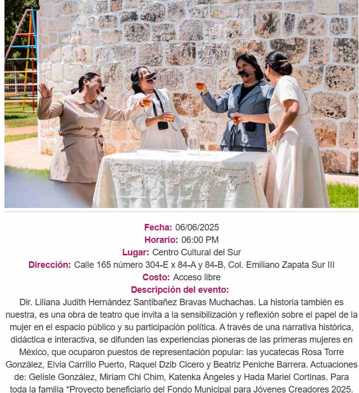 Cartelera Cultura de junio en Yucatán