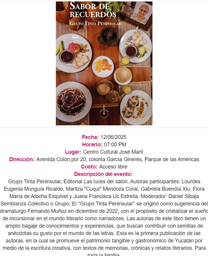 Cartelera Cultura de junio en Yucatán