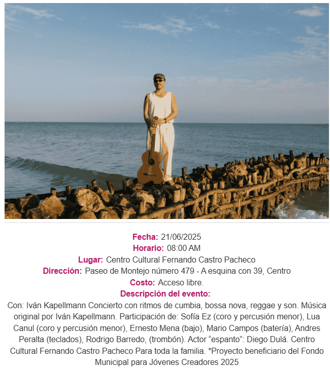Cartelera Cultura de junio en Yucatán