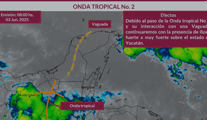 Protección Civil Yucatán alerta lluvia fuerte y vientos este 3 de junio por Onda Tropical No. 2. ¡Toma precauciones hoy mismo!