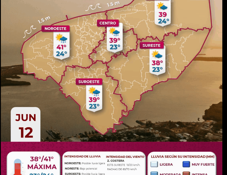 Lluvias aisladas y hasta 41 °C este jueves en Yucatán, según Protección Civil. Consulta el pronóstico y las zonas más afectadas.