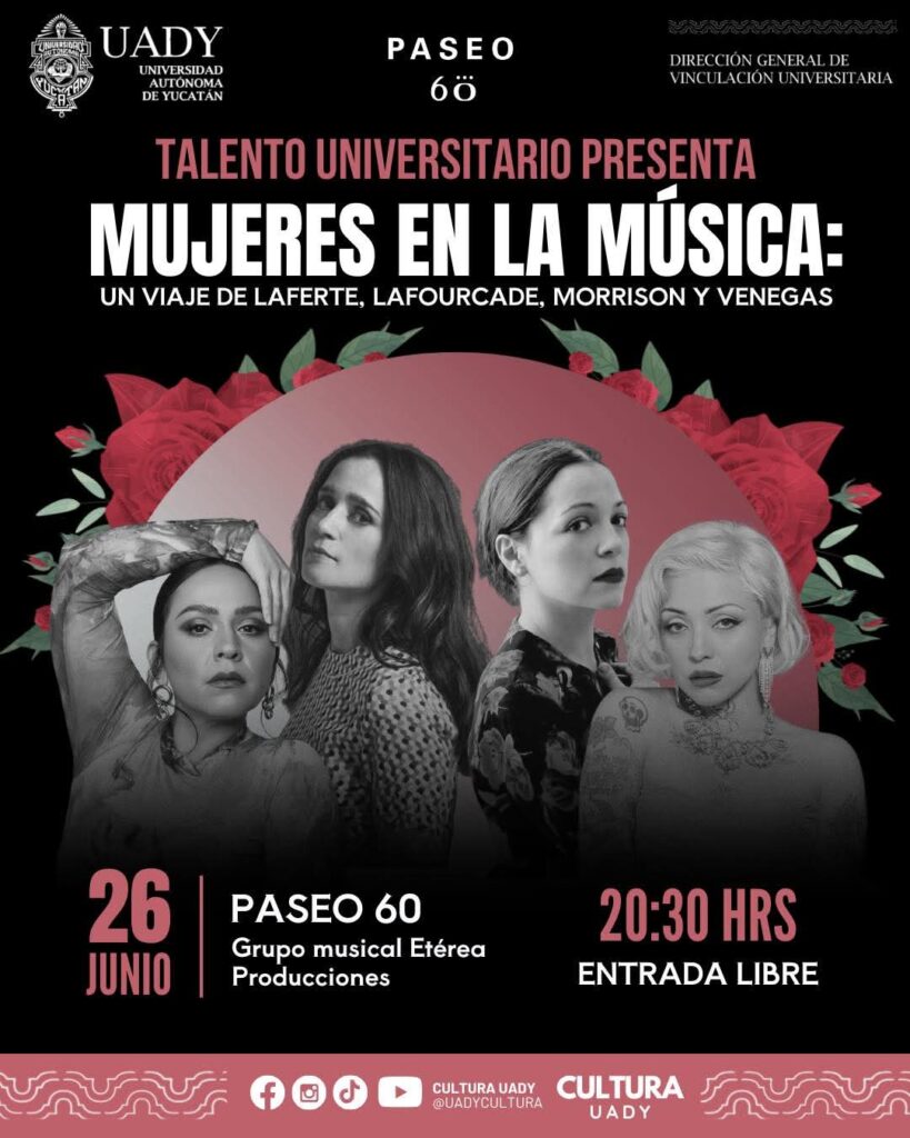 Estudiantes de la UADY rinden tributo a cantautoras en el concierto Mujeres en la Música, este 26 de junio en Paseo 60.