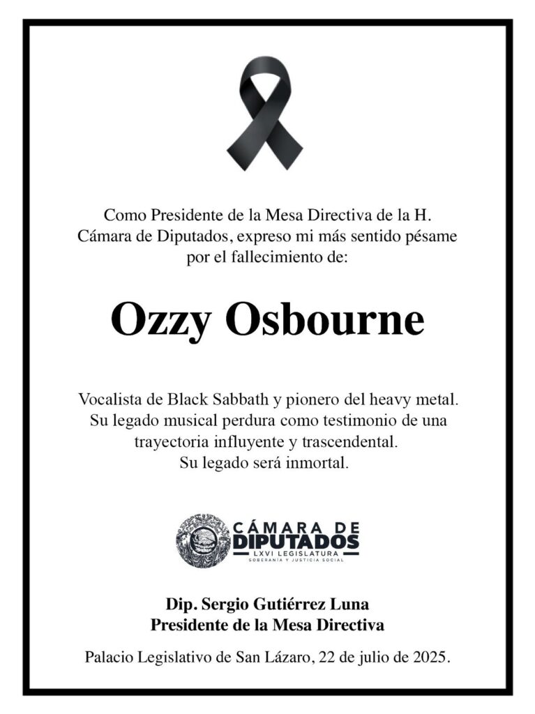 Senado rinde homenaje a Ozzy Osbourne con minuto de aplausos