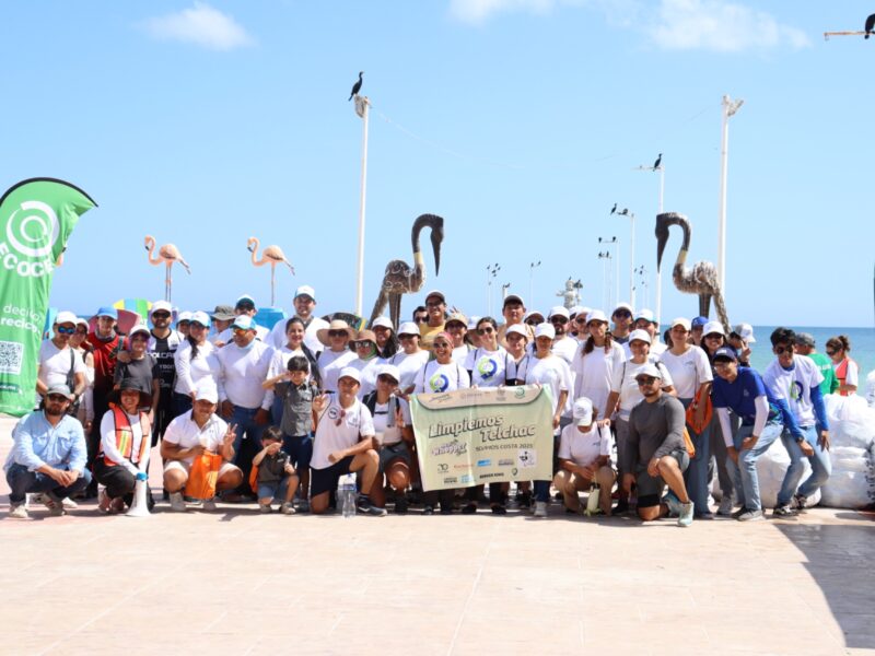 Recolectan más de 200 kg de residuos en jornada de limpieza en Telchac Puerto con participación ciudadana y enfoque ambiental.