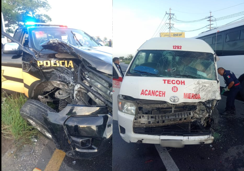 Accidente en la carretera Mérida–Cancún deja varios lesionados tras choque entre unidad oficial y taxi colectivo.