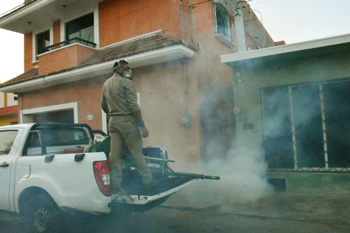 Yucatán reduce 43.6% los casos de dengue con operativos de fumigación, control larvario y eliminación de criaderos en todo el estado.