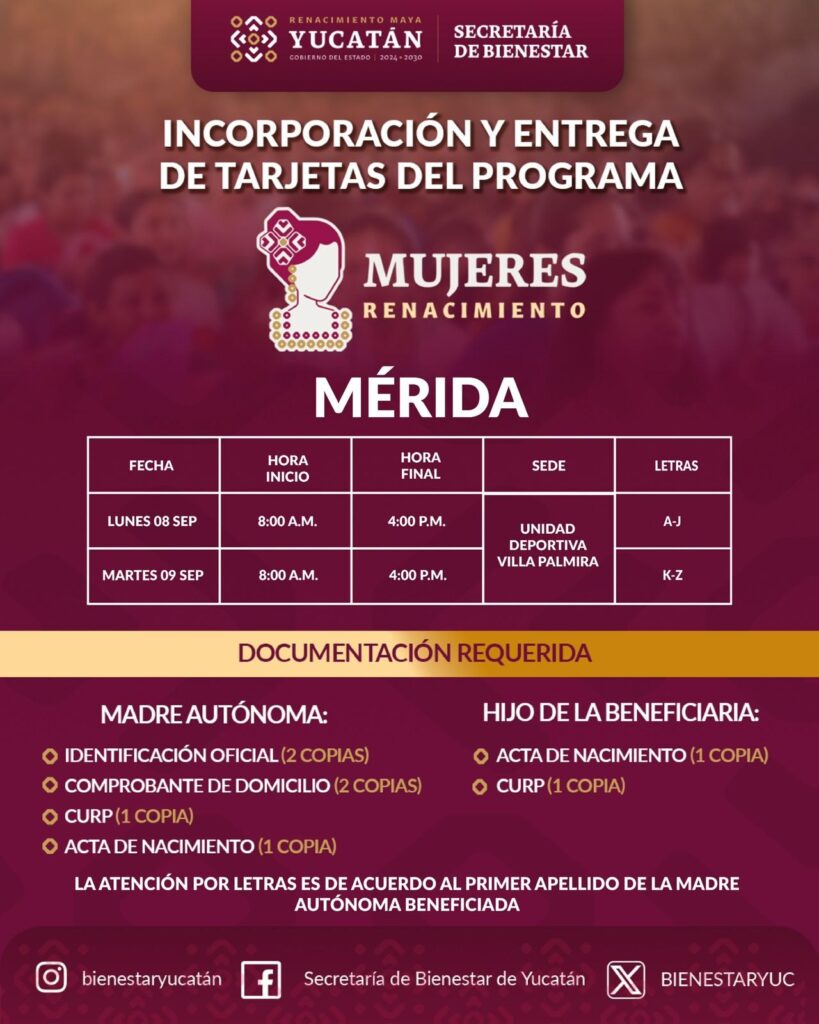 Anuncian fecha para entrega de tarjetas de Mujeres Renacimiento