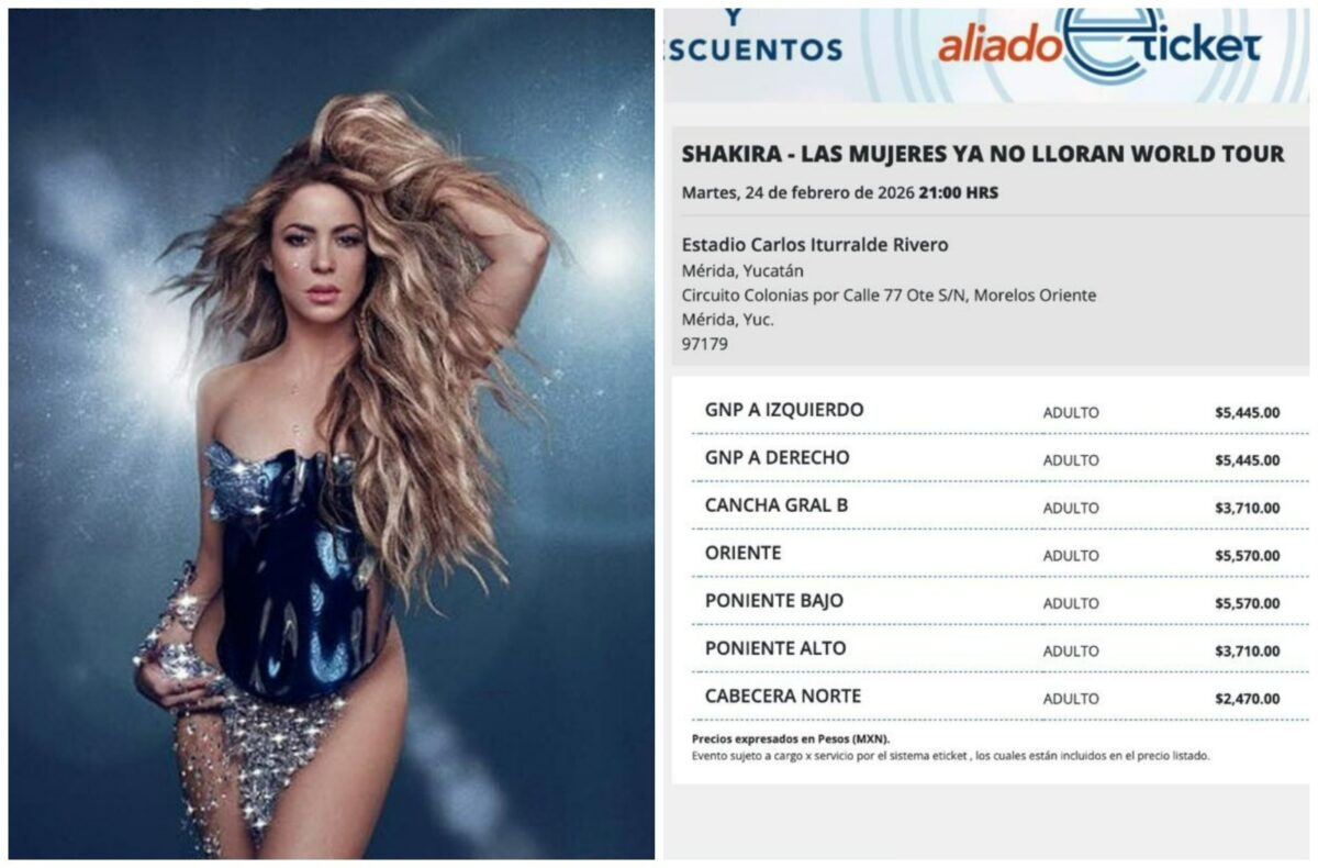 Precios de boletos para Shakira en Mérida: lista oficial 2026
