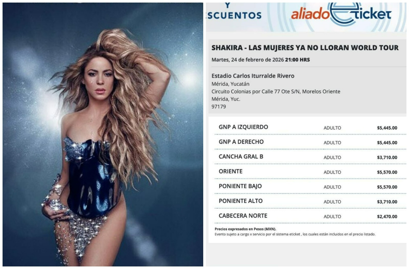 Precios De Boletos Para Shakira En M rida Lista Oficial 2026 Diario 