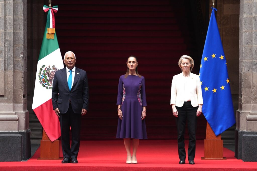 Claudia Sheinbaum recibe a líderes de la Unión Europea en Palacio Nacional
