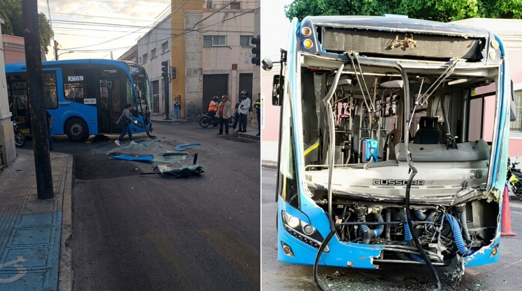 Colisión de unidades Va y Ven provoca caos vial en el Centro Histórico