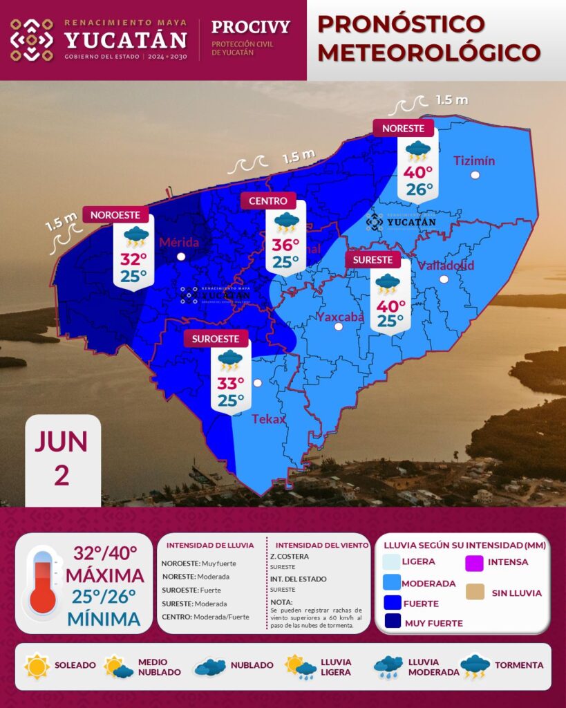 Pronóstico Yucatán: continuarán las lluvias intensas